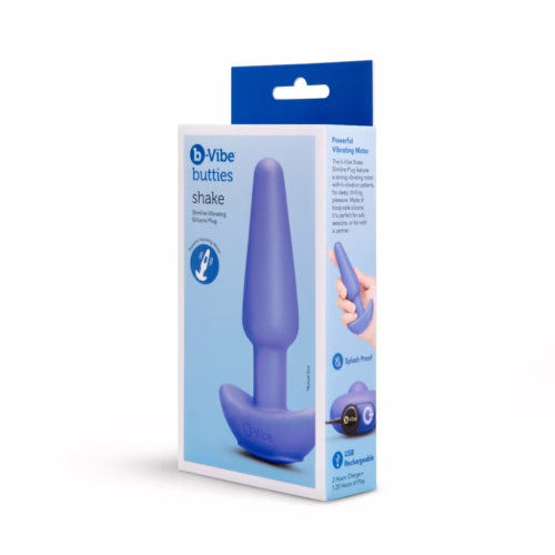 b-Vibe Butties Shake Slimline Vibrating Silicone Butt Plug Purple
