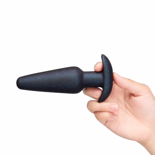 b-Vibe Hefty Weighted Sparkly Silicone Butt Plug Black
