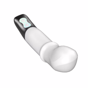 fpbr009a00-009_1 Titanz licking motion rechargeable vibrator in purple and white showing innovative design for unique stimulation patterns