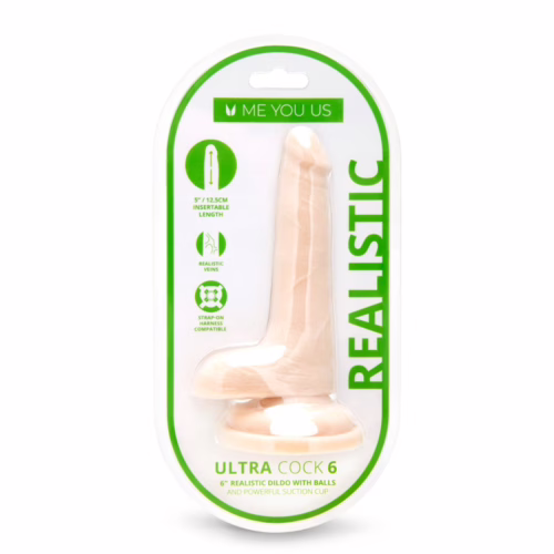 Me You Us Ultra Cock 6in dual density dildo with realistic balls