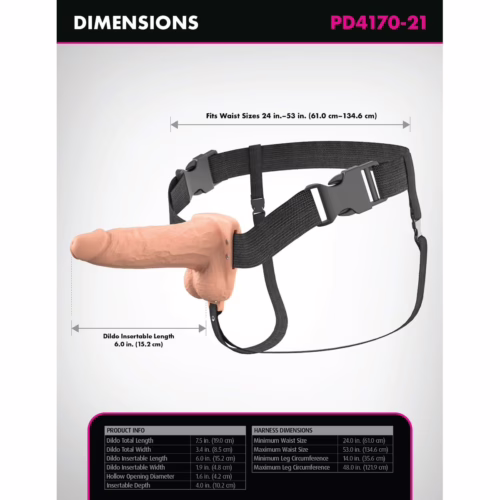 Fantasy X-Tensions Elite Vibrating 6inch Dual Density Silicone Hollow Strap On