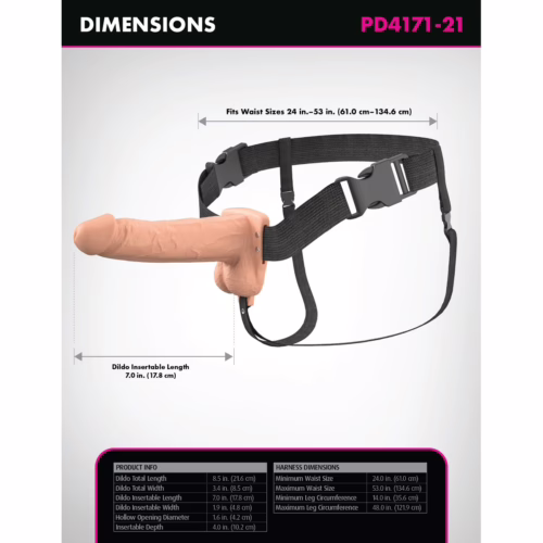 Fantasy X-Tensions Elite Vibrating 7inch Dual Density Silicone Hollow Strap On