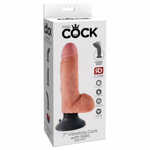 King Cock Vibrating Cock with Balls - Light
