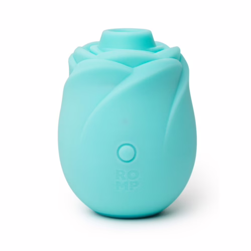 Romp Rose Glow clitoral stimulator with unique glow-in-the-dark feature