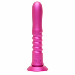 Romp Jiggle thrusting vibrator with innovative dual-action design